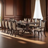 Set masa AC3268T + 10 Scaune, Dark Brown - 1