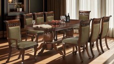 Set masa AC3269T + 8 Scaune, Antique Cherry