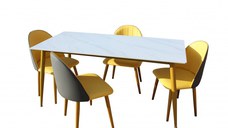 Set Masa Cu 4 Scaune HA02, 160x80x74 cm, Gri Galben