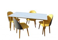 Set Masa Cu 4 Scaune HA02, 160x80x74 cm, Gri Galben - 1