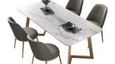 Set Masa Cu 4 Scaune HA07, 160X80X74 cm, Gri