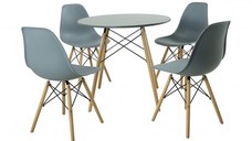 Set Masa DA151Grey, 80x75 cm  4 Scaune, 46x55x83 cm, DA232, Grey
