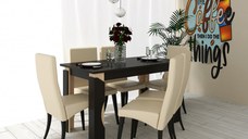 Set Masa Mario Cu 6 Scaune Tapitate RH6012C Crem