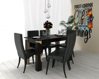 Set Masa Mario Cu 6 Scaune Tapitate RH6012C Negru - 1