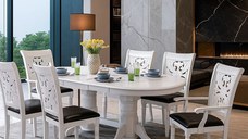 Set Masa RH7038EXT Cu 4 Scaune RH8043C Si 2 Scaune RH8043CA,155x100x77 cm, White