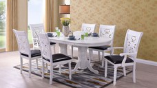 Set Masa RH7038EXT Cu 4 Scaune RH8043C Si 2 Scaune RH8043CA,155x100x77 cm, White