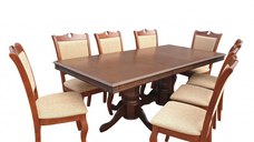 Set Masa RH7132 + 8 Scaune RH8100,160x100x77 cm, Dirty Oak