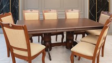 Set Masa RH7132 + 8 Scaune RH8100,160x100x77 cm, Dirty Oak