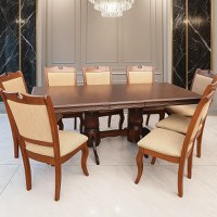 Set Masa RH7132 + 8 Scaune RH8100,160x100x77 cm, Dirty Oak - 1