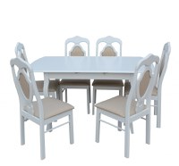 Set Masa RH7211 Extensibila 120 150x80x76 cm, Cu 6 Scaune RH561C ,White - 1