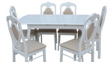 Set Masa RH7211 Extensibila 120 150x80x76 cm, Cu 6 Scaune RH561C ,White