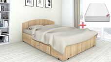 Set pat Mijloc 160 cu Saltea MR Poket Sonoma