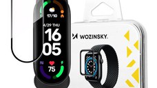 Folie bratara fitness Wozinsky pentru Xiaomi Mi Band 6, Sticla, Negru