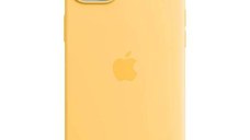 Husa de protectie telefon Apple pentru iPhone 14, Magsafe, Silicon, Sunglow