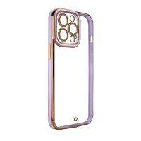 Husa de protectie telefon Hurtel pentru Apple iPhone 13 Pro, Fashion Gold Frame, Plastic, Mov - 1