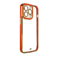Husa de protectie telefon Hurtel pentru Apple iPhone 13 Pro, Fashion Gold Frame, Plastic, Rosu - 1