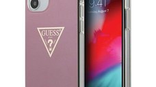 Husa Guess pentru Iphone 12 Mini, Model Metallic Triangle, Plastic TPU, GUHCP12SPCUMPTPI, Roz