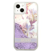 Husa telefon Guess, Liquid Glitter Flower Case pentru Apple iPhone 13 mini, Violet - 1