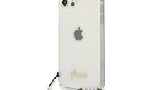 Husa telefon Guess, PC Script, White Pearls Case pentru Apple iPhone 12/12 Pro, Transparent