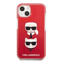 Husa telefon Karl Lagerfeld pentru iPhone 13 Mini, Karl and Choupette Heads, Plastic, Rosu - 1
