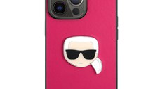 Husa telefon Karl Lagerfeld pentru iPhone 13 Pro Max, Karl Head, KLHCP13XPKMP, Piele ecologica, Pink