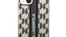 Husa telefon Karl Lagerfeld pentru iPhone 14, Monogram Vertical Stripe, Plastic, Negru