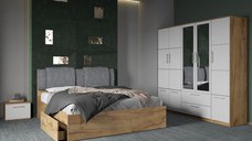 Set dormitor 4 piese Alb/Stejar Adapto C12