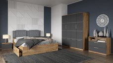 Set dormitor complet Gri/Stejar Adapto C05