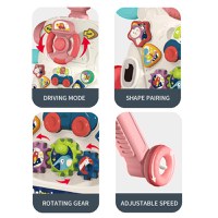 Antemergator multifunctional 5 in 1, cu Volan, ghidon reglabil, Roti antiderapante, angrenaje rotative, dimensiune 40.5 x 43.5cm, Pink Car - 3