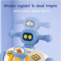 Antemergator multifunctional 5 in 1, cu Volan, ghidon reglabil, Roti antiderapante, angrenaje rotative, dimensiune 40.5 x 43.5cm, Pink Car - 4