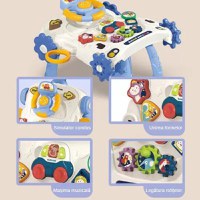 Antemergator multifunctional 5 in 1, cu Volan, ghidon reglabil, Roti antiderapante, angrenaje rotative, dimensiune 40.5 x 43.5cm, Pink Car - 6