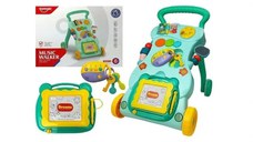 Antepremergator multifunctional pentru bebe cu centru de activitati turcoaz LeanToys