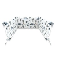 Aparatoare pentru patut MimiNu din bumbac 180x30 cm cu panglici blue plane - 3