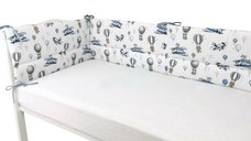 Aparatoare pentru patut MimiNu din bumbac 180x30 cm cu panglici blue plane