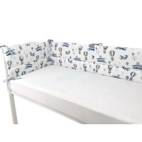 Aparatoare pentru patut MimiNu din bumbac 180x30 cm cu panglici blue plane - 1