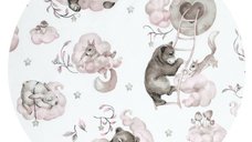 Aparatoare pentru patut Qmini 140x70 cm din bumbac 210x30 cm Teddy Bear and Friends Pink