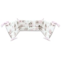 Aparatoare pentru patut Qmini 140x70 cm din bumbac 210x30 cm Teddy Bear and Friends Pink - 2