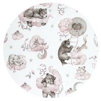 Aparatoare pentru patut Qmini 140x70 cm din bumbac 210x30 cm Teddy Bear and Friends Pink - 1