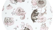Aparatoare pentru patut Qmini 140x70 cm din bumbac 210x30 cm Teddy Bear and Friends Pink