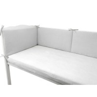 Aparatoare pentru patut Qmini Gray, din muselina dubla, 180x30 cm, cu panglici - 3