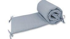 Aparatoare pentru patut Qmini Jeans, din muselina dubla, 180x30 cm, cu panglici