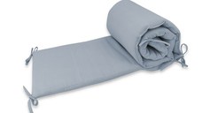 Aparatoare pentru patut Qmini Jeans, din muselina dubla, 180x30 cm, cu panglici