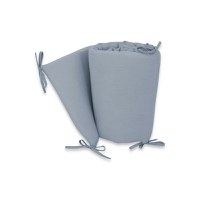 Aparatoare pentru patut Qmini Jeans, din muselina dubla, 180x30 cm, cu panglici - 2