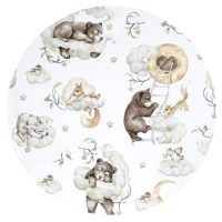 Aparatoare pentru patut Qmini, tip rulou, cu husa detasabila, lungime 180 cm, din bumbac, Teddy Bear and Friends Beige - 2