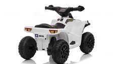 Atv electric pentru copii Nichiduta Racer X White 35W cu sunete pornire si muzica, suport picioare lat si roti rezistente