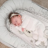 Baby Nest din bumbac ranforce 92 x 58 cm Little Bear Grey - 1