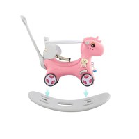 Balansoar 3 in 1 Nichiduta Garden Happy Unicorn Pink transformabil in vehicul fara pedale cu maner parental,roti EVA,centuri de siguranta,jucarie muzicala,spatar si bara de siguranta detasabile - 1