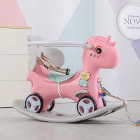 Balansoar 3 in 1 Nichiduta Garden Happy Unicorn Pink transformabil in vehicul fara pedale cu maner parental,roti EVA,centuri de siguranta,jucarie muzicala,spatar si bara de siguranta detasabile - 6