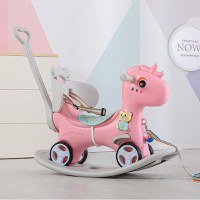 Balansoar 3 in 1 Nichiduta Garden Happy Unicorn Pink transformabil in vehicul fara pedale cu maner parental,roti EVA,centuri de siguranta,jucarie muzicala,spatar si bara de siguranta detasabile - 7