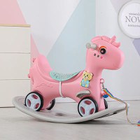 Balansoar 3 in 1 Nichiduta Garden Happy Unicorn Pink transformabil in vehicul fara pedale cu maner parental,roti EVA,centuri de siguranta,jucarie muzicala,spatar si bara de siguranta detasabile - 9